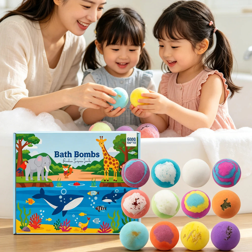 Kids Bath Bombs with Surprise Toys – 12pc Moisturizing Set Kids Bath Bomb Set Oasis Select