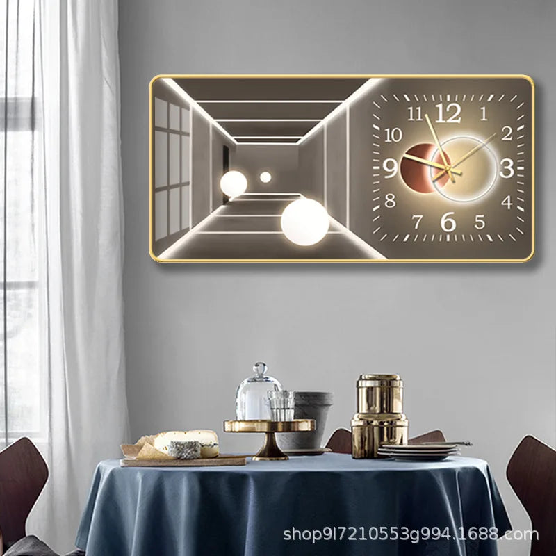 Light luxury fashion wall clock living room creative restaurant porch bedroom decorative painting silent hole free wall clock Oasis Select