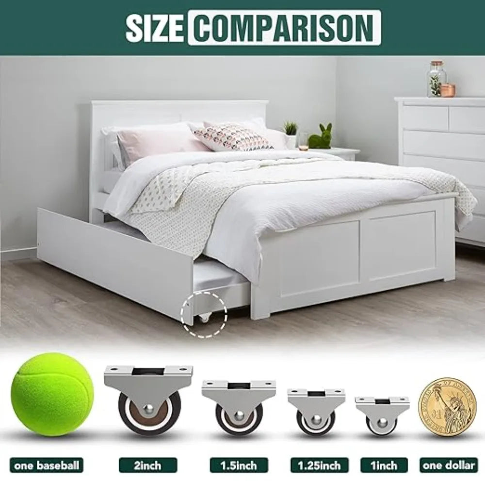 4Pcs Silent Rubber Casters, Drawer Wheels, for Furniture, Kitchen Cabinet Table ,of Side Installation Low Profile Replace wheel Oasis Select
