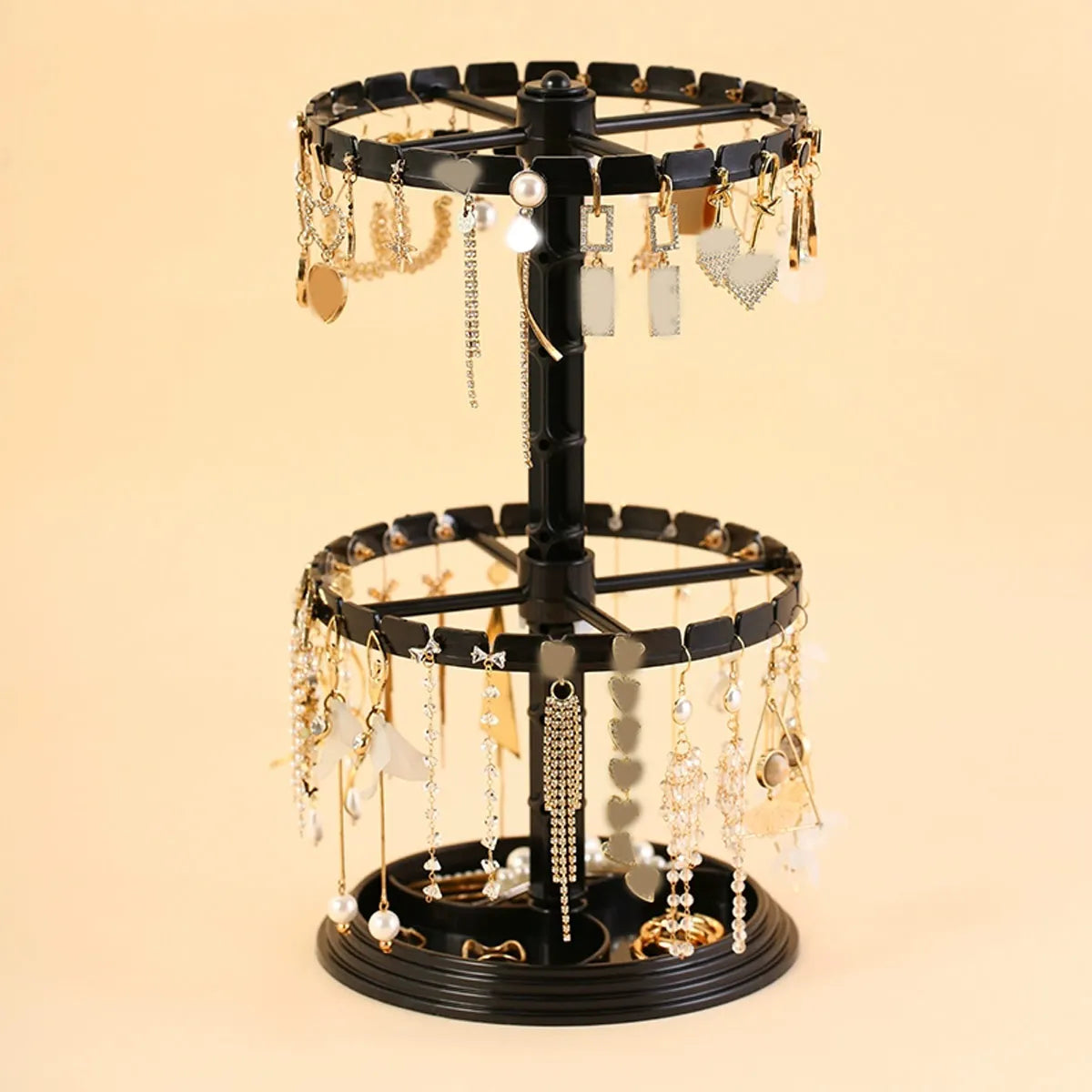 1pc Double layered rotating jewelry rack, transparent tree shaped jewelry display rack, earring and necklace storage rack Oasis Select