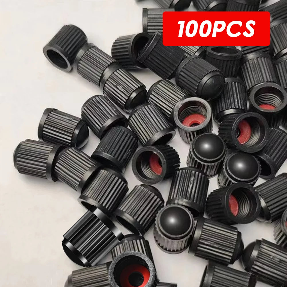 Tire Valve Dust Caps Stem Covers Plastic Car Wheel Tire Valve Tyre Stem Air Caps Auto Bike Bicycle Truck Motorcycle Accessories Oasis Select 100Pcs Black
