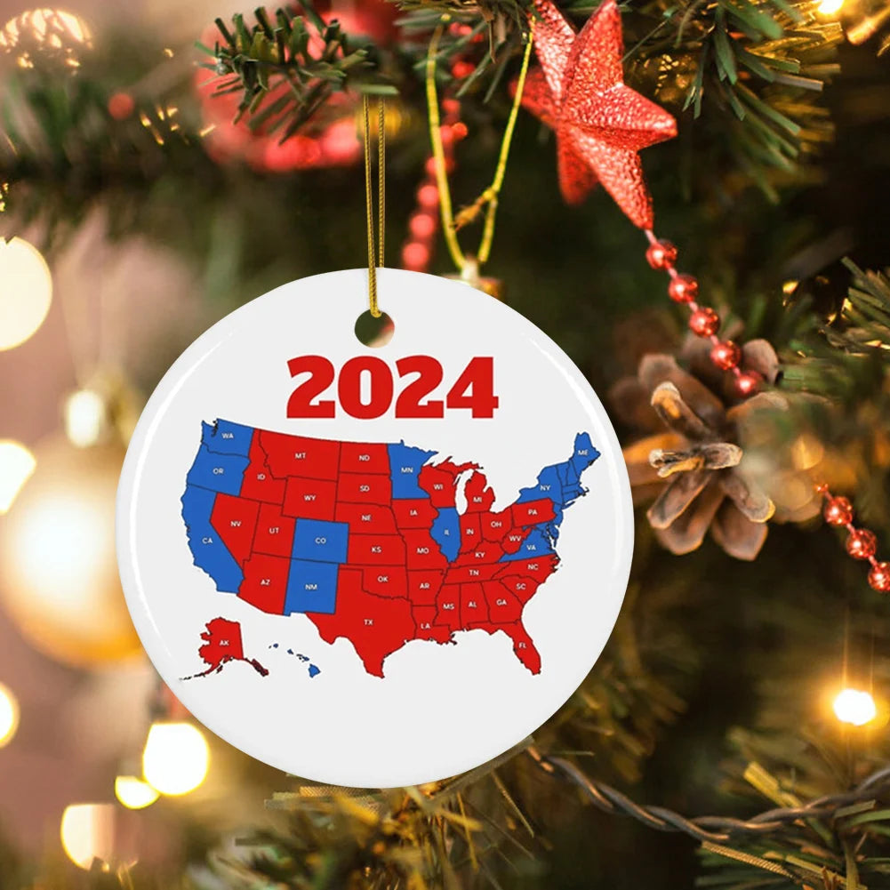3-Pack 2024 US Election Map Acrylic Christmas Ornaments Christmas Ornament Set Oasis Select