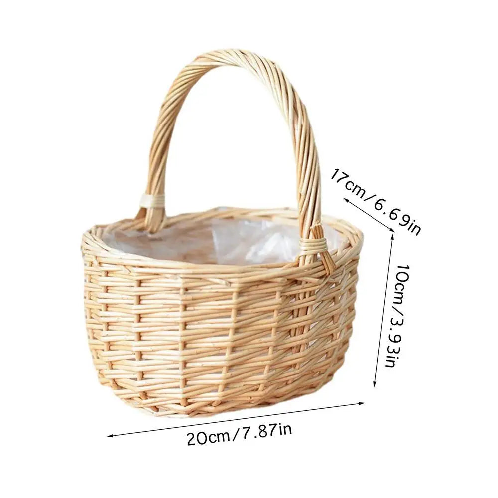 Flower Arrangement Basket Hand-woven Mini Wicker Rattan Baskets With Handle Flower Basket Storage Basket Wedding Flower Baskets Oasis Select Basket