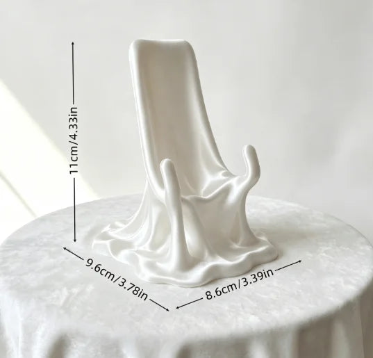 Melting Liquid Fluid Phone Stand 3D Printed Portable Desktop Cell Phone Holder Mobile Cradle Home Office Kawaii Table Decor Gift Oasis Select melt Silk White