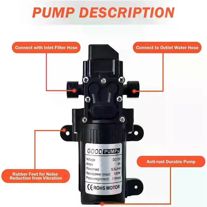 DC 12V High Pressure Diaphragm Water Pump Multifunctional Mini Booster Pump For Water Washing Machine Agricultural Irrigation Oasis Select