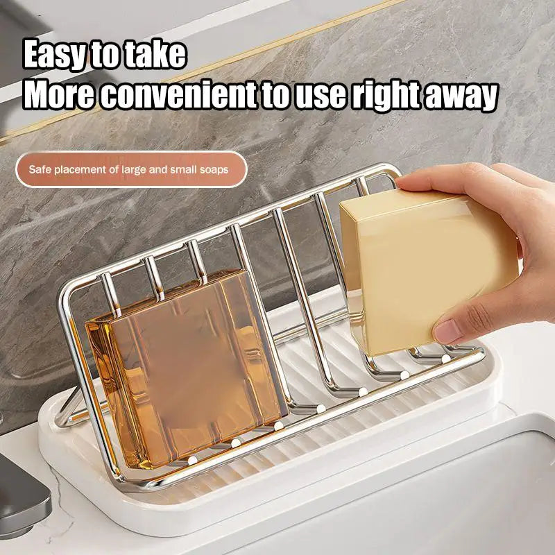 Stainless Steel Soap Rack Kitchen Bathroom Sink Shelf W Drainage Tray Rust-resistant Saver Basket For Kitchen Bathroom Accessory Oasis Select