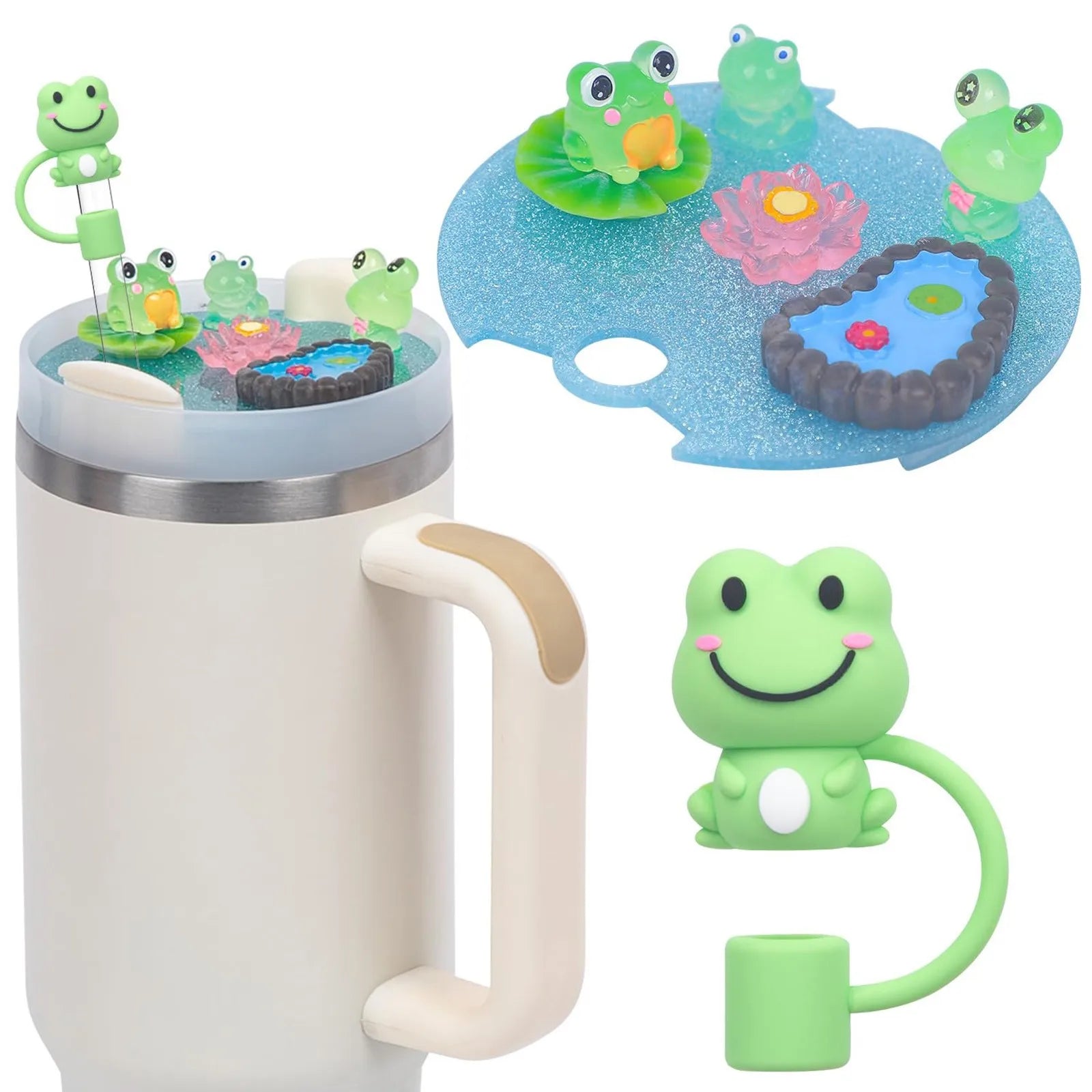 Accessories Charms Set Compatible with Stanley Trumbler 30oz/40oz, Stanley Cup Lid Accessories Charms & Silicone Straw Cover Cap Oasis Select E