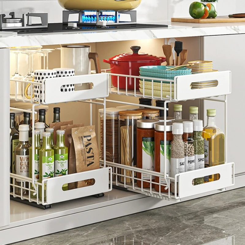 Kitchen Shelf Cabinet Pull Basket Layered Rack Seasoning Storage Sink Storage Super Deep Pull-out Shelf Oasis Select