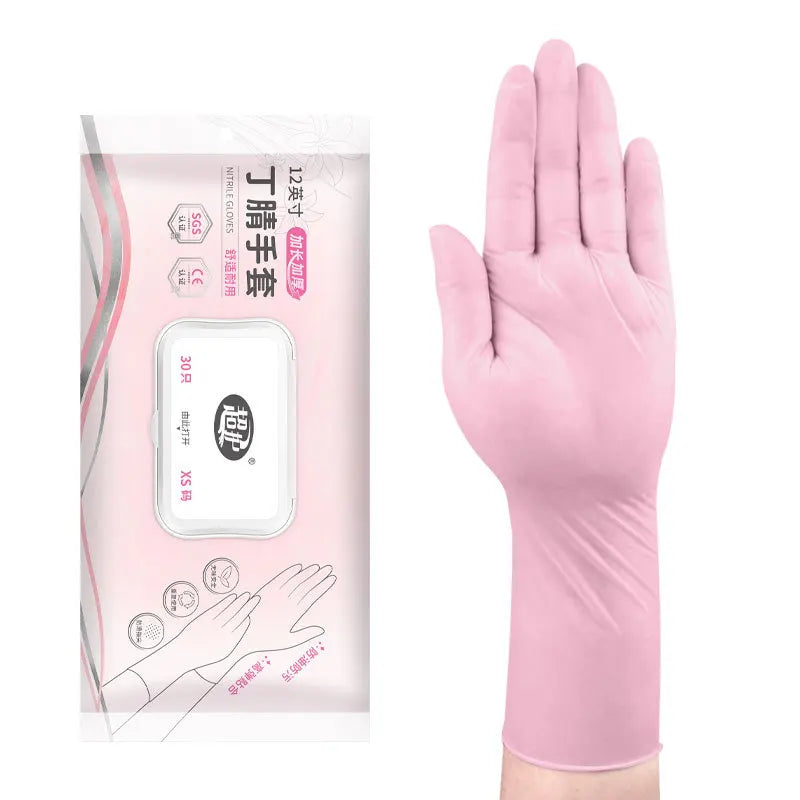 Durable pink 12-inch nitrile gloves thickened kitchen dishwashing and cleaning gloves Oasis Select