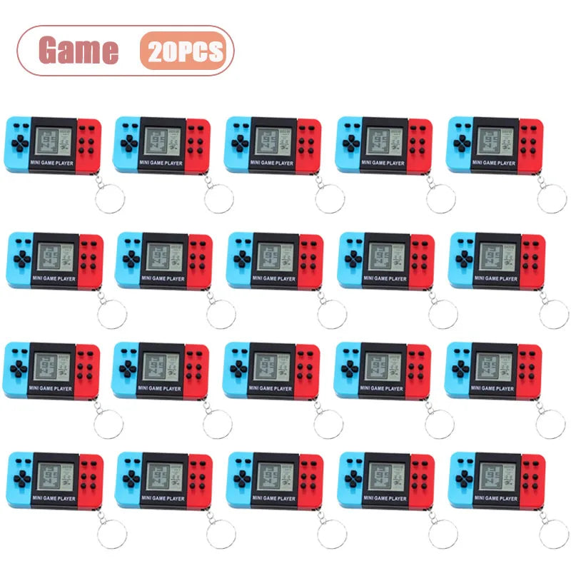 Mini Retro Tetris Game Console Keychain Classic Handheld Video Game Player with Key Ring Portable Pocket Toy for Adults Kids Oasis Select Game-20PCS