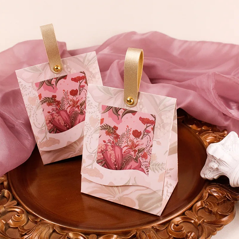 Flowers Birds And Forest Wedding Candy Box With Wooden Ring DIY Favors Birthday Party Jelwery Gift Packing Box Empty Paper Boxes Oasis Select Rose red Other
