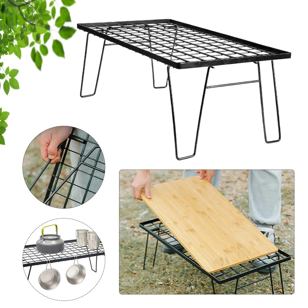 Camping Lightweight Table with Table Board & Bag Portable Cooking Net Table Campfire Grill Table for Outdoor Barbecue Oasis Select
