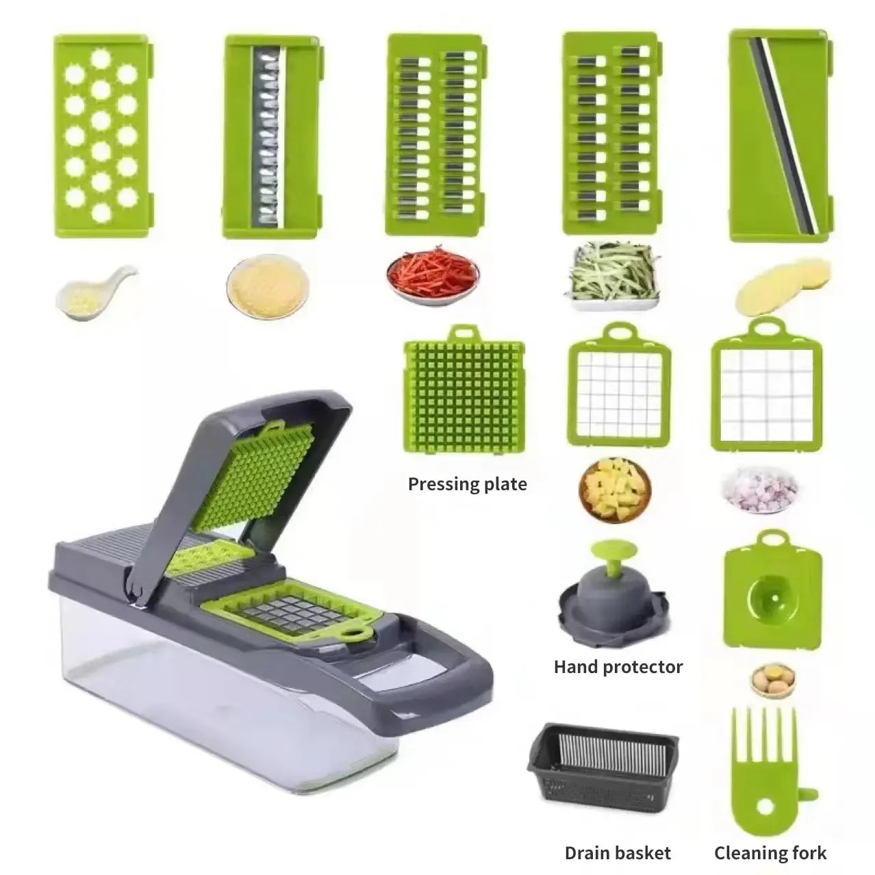 14pcs Multifunctional Vegetable Chopper Onion Chopper Handle Food Grate Food Chopper Kitchen Vegetable Slicer Dicer Cut Oasis Select