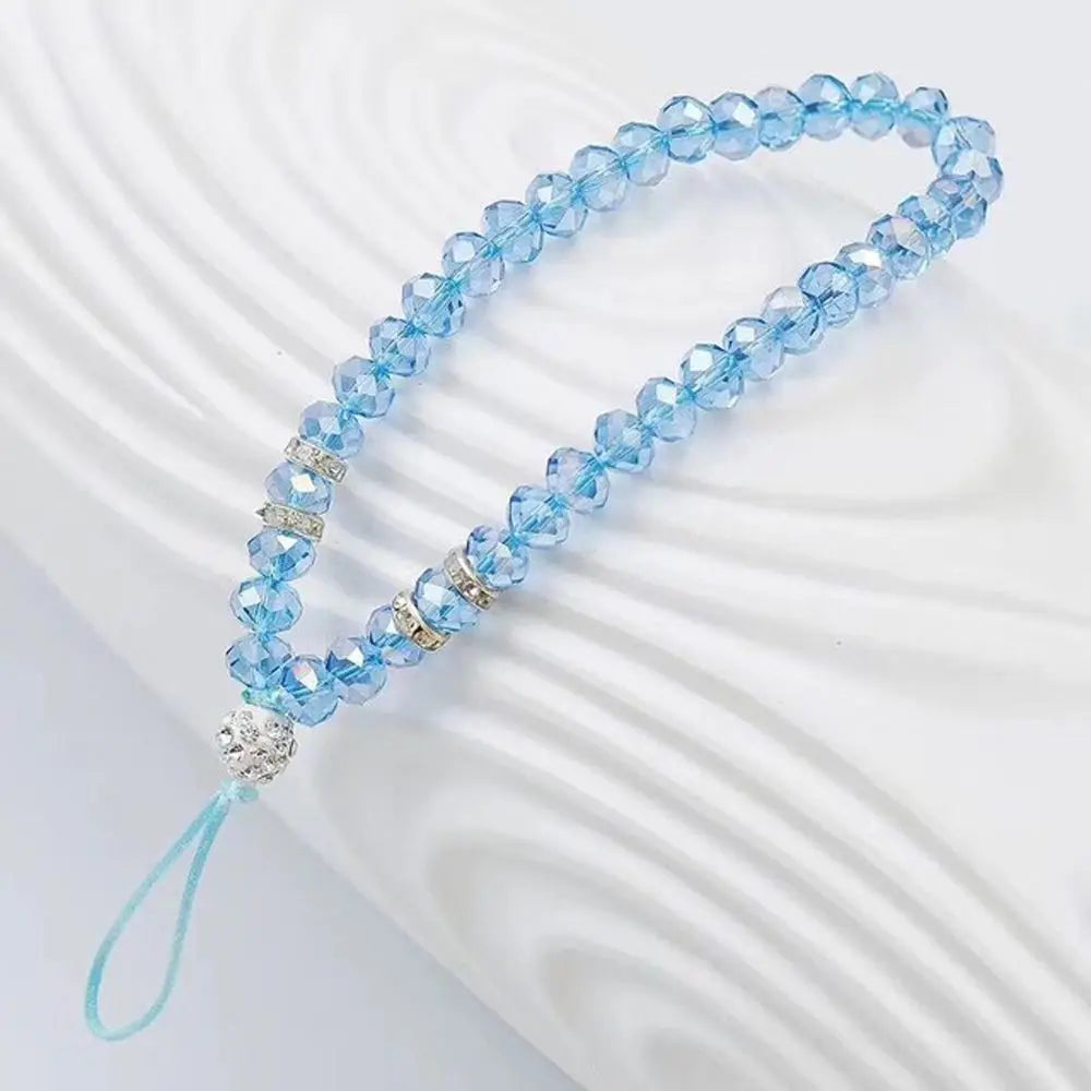 New 1PC Luxury Crystal Mobile Phone Straps Lanyards For Keys Bling Diamond Hand Wrist Strap Rope Cord Holder Lanyard For Phones Oasis Select Sky blue