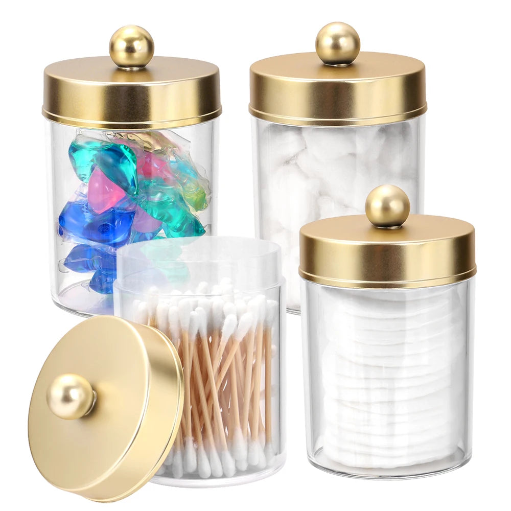 4pcs/3pcs Storage Set, Multi-Functional Storage Box, Rustic Decor Cotton Swab Holder, Suitable for Cotton Swabs, Makeup Sponges Oasis Select