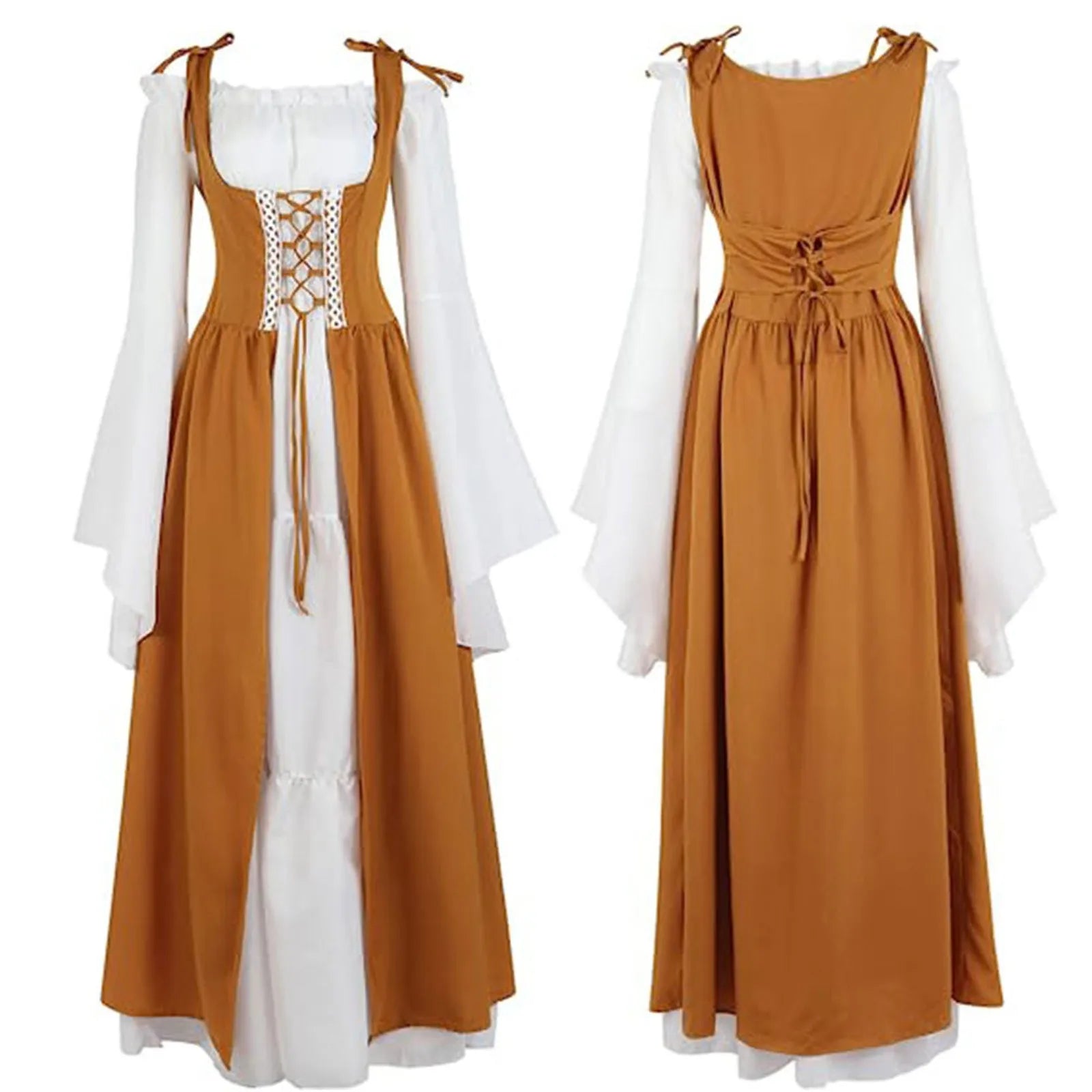 Women's Medieval Corset Lace-Up Dress | Halloween Cosplay Costume Dress Oasis Select Khaki S