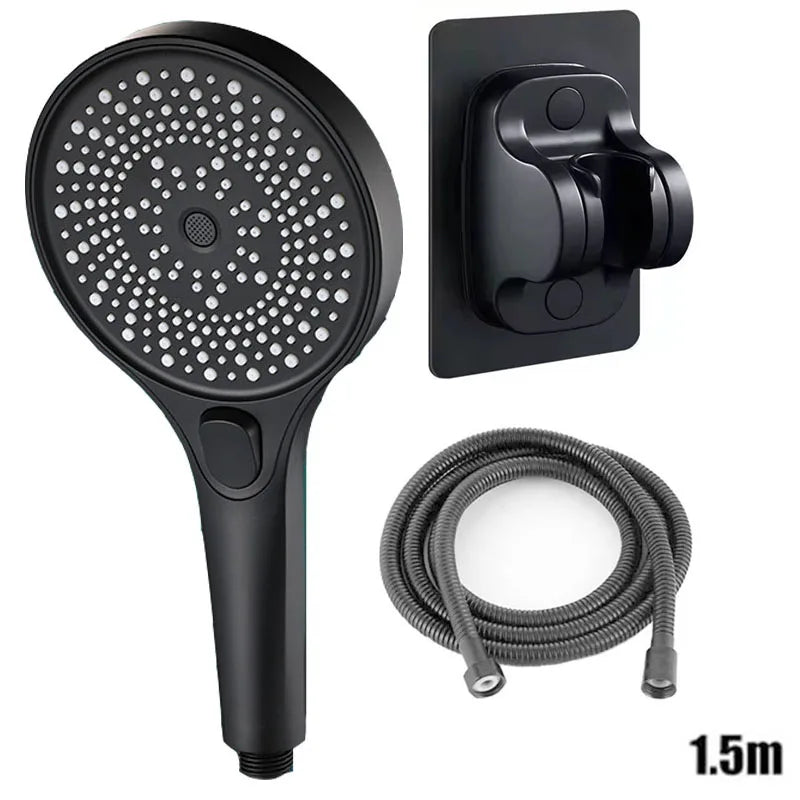 Large screen showerhead 3-speed mode portable shower shower accessories showers for bathroom items knobs full heads set parts Oasis Select Black suit D