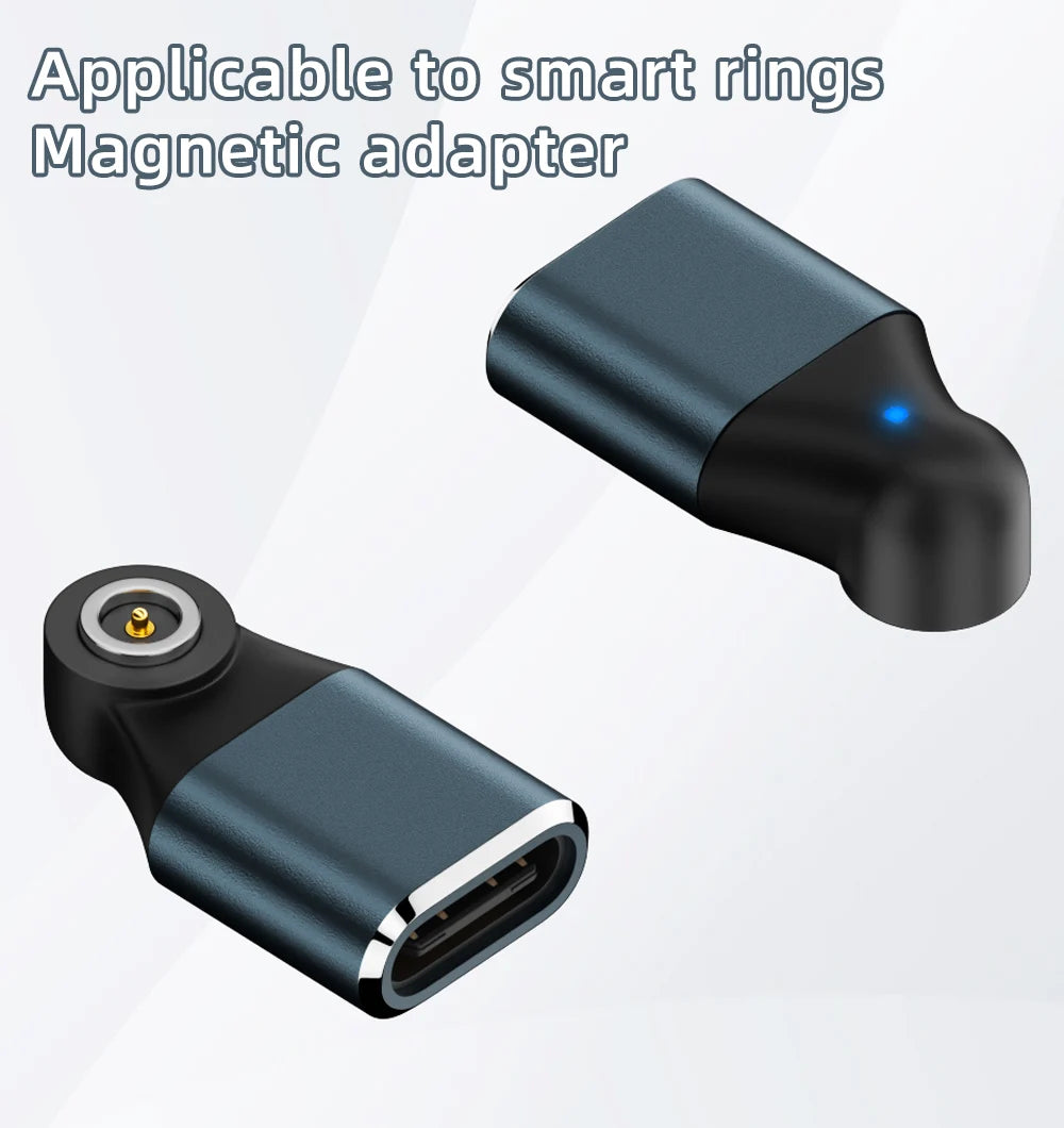 Magnetic Type-C Smart Ring Charging Adapter | Flat Round Smart Ring Charger Oasis Select Grey Blue