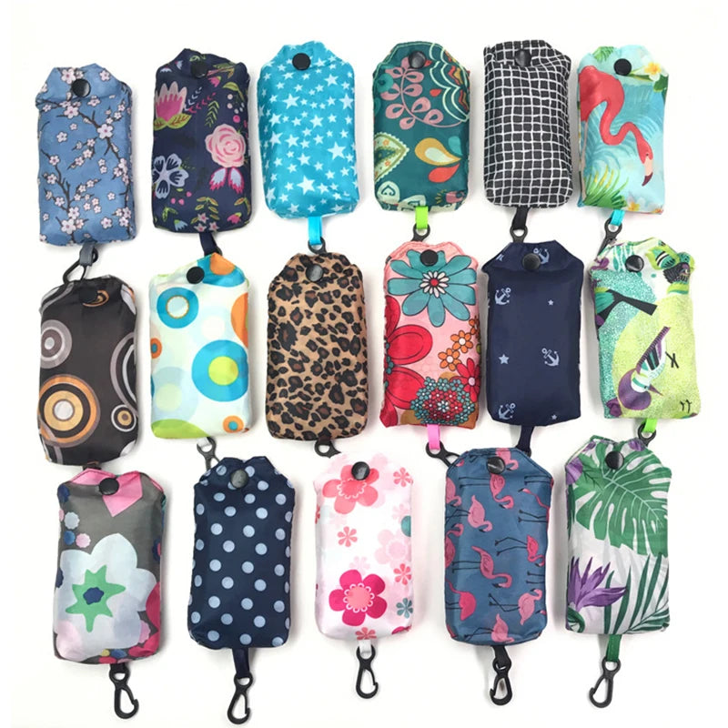 Fashion Printing Foldable Eco-Friendly Shopping Bag Tote Folding Pouch Handbags Convenient Large-Capacity For Travel Grocery Bag Oasis Select