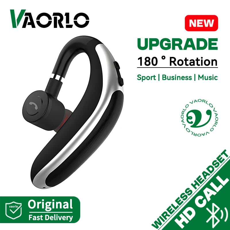 VAORLO Wireless Bluetooth Headset With HD MIC Earphone 180° Rotatio Left/Right Ear Universal For Business Sport Music Driver Car Oasis Select