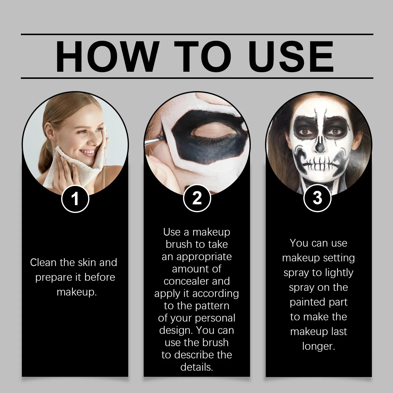 Halloween Black & White Face Paint Cream – Clown Cosplay Makeup Halloween Face Paint Oasis Select