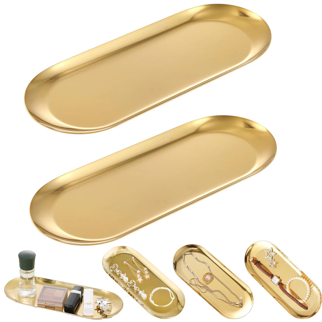 1/2 Stainless Steel Trays, Decorative Trays, Earring Sorting Trays Nordic Style for Bathroom Bedroom and Living Room Towel Trays Oasis Select