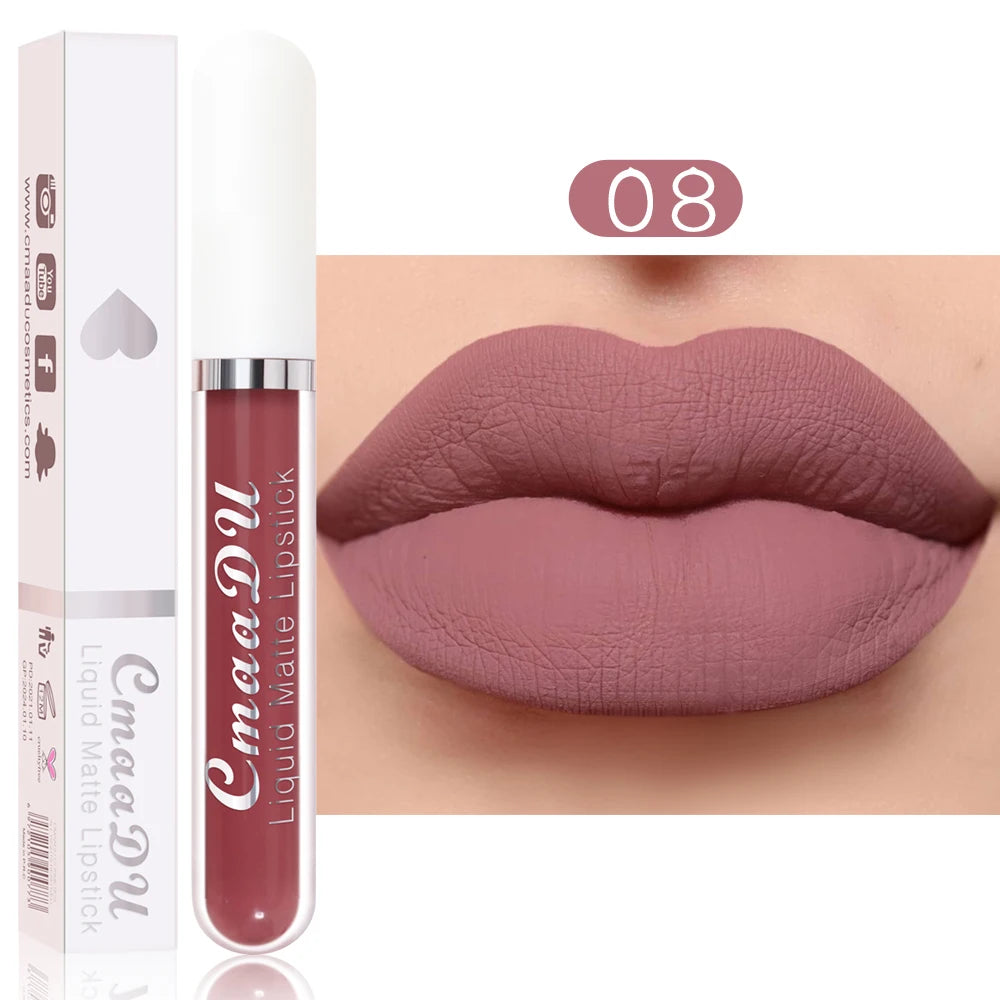 CmaaDu 1 Pcs Matte Lip Gloss Liquid Lipstick- Lip Stains with Long-Lasting Waterproof, Adult Age Range, Red Tones Easy to Color Oasis Select 08