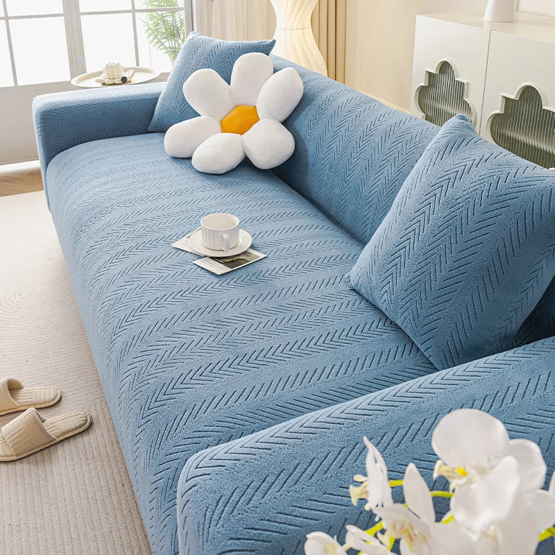Cream-style Cat Scratch-resistant Elastic Sofa Cover Full Package All-season New Anti-slip Sofa Seat Cushion Sofa Covers Oasis Select Lake blue 2 person 145-185cm