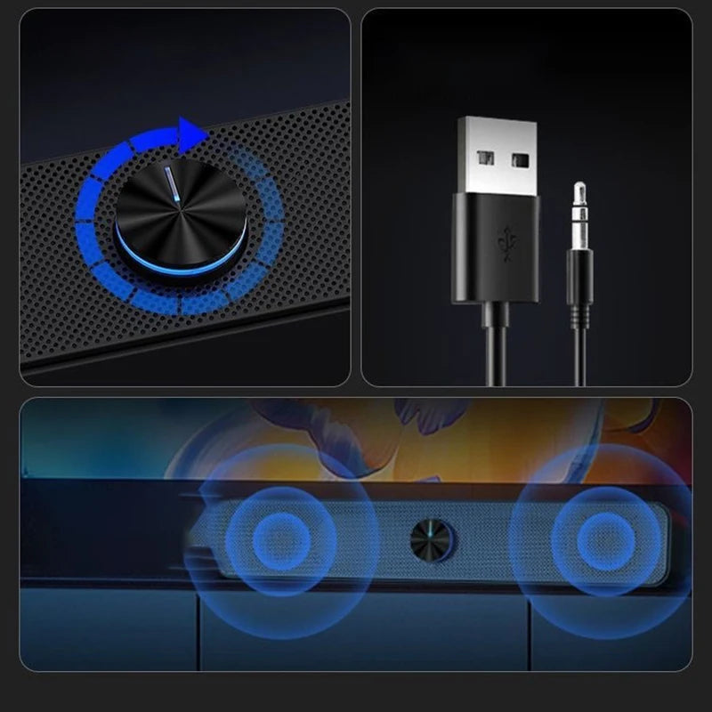 AyeBeau Wired Soundbar Speaker for PC TV Laptop | 2.0 USB Audio