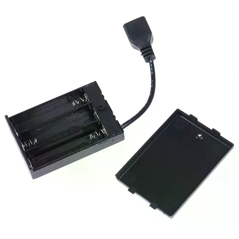 DC4.5V Portable Mini AA Battery Holder Storage Box Case USB Power Supply Battery Box For 5050 3528 2835 LED Strip Light Oasis Select