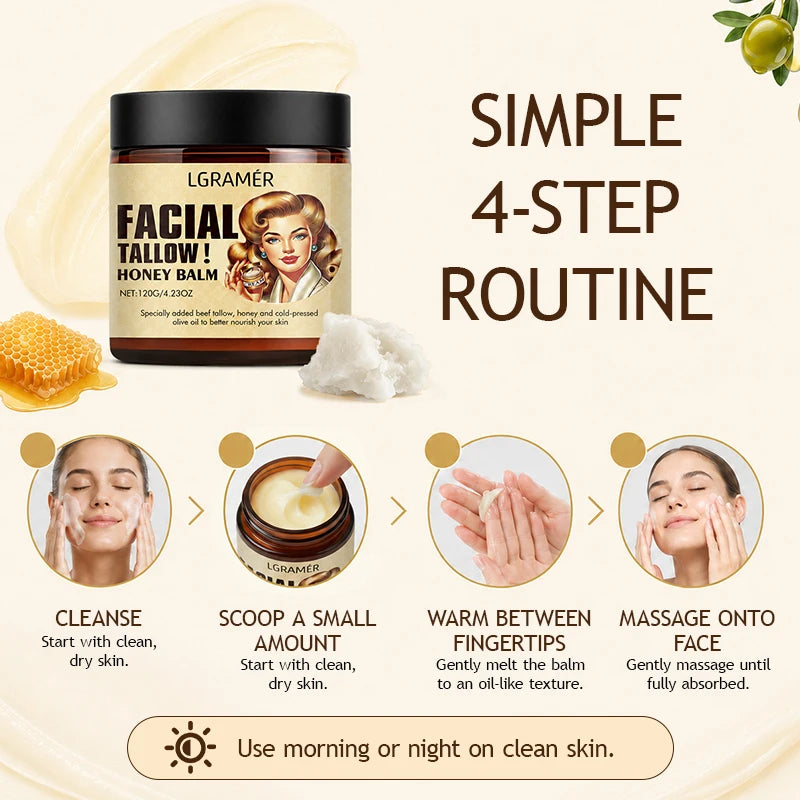 Beef Tallow & Honey Face Cream – Natural Daily Moisturizer