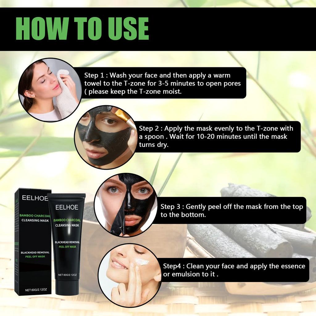 Eelhoe Bamboo Charcoal Mask Tightening Skin Rejuvenation Smoothing Shrink Pores Oil Control Gentle Face Care Tear Peel off Mask Oasis Select
