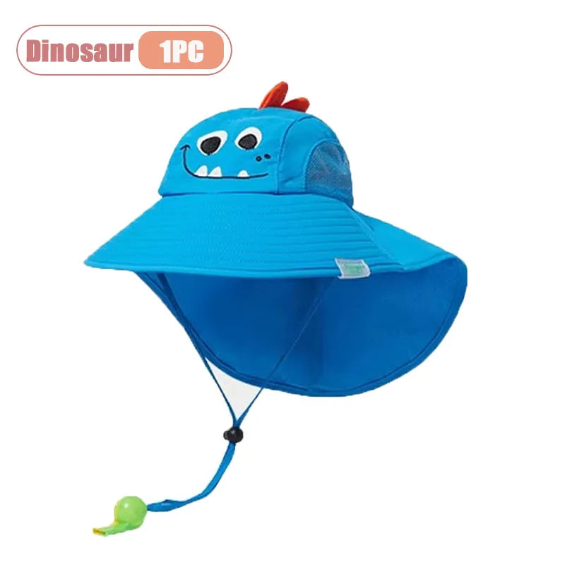 Spring Summer Kids UV Protection Sun Hat Baby Toddler Bucket Hat Wide Brim Breathable Outdoor Cap for Boys Girls Oasis Select Dinosaur-1PC