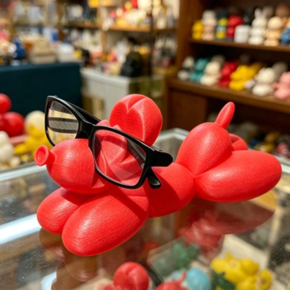 Cute Balloon Dog Eyeglass Holder Figurine Modern Art Desktop Decor Puppy Glasses Stand Ornament for Home Office Desk Decor Gifts Oasis Select