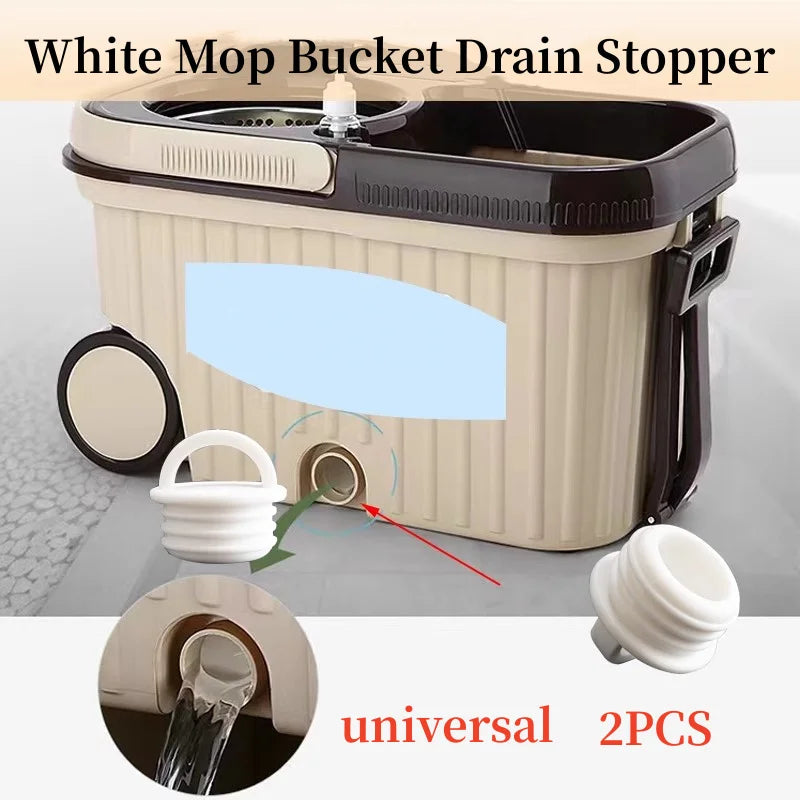 2pc White Mop Bucket Drain Stopper Round Bucket Scupper Drain Holes Plugs with handle Outfall Cover For Bathroom Kitchen Tools Oasis Select