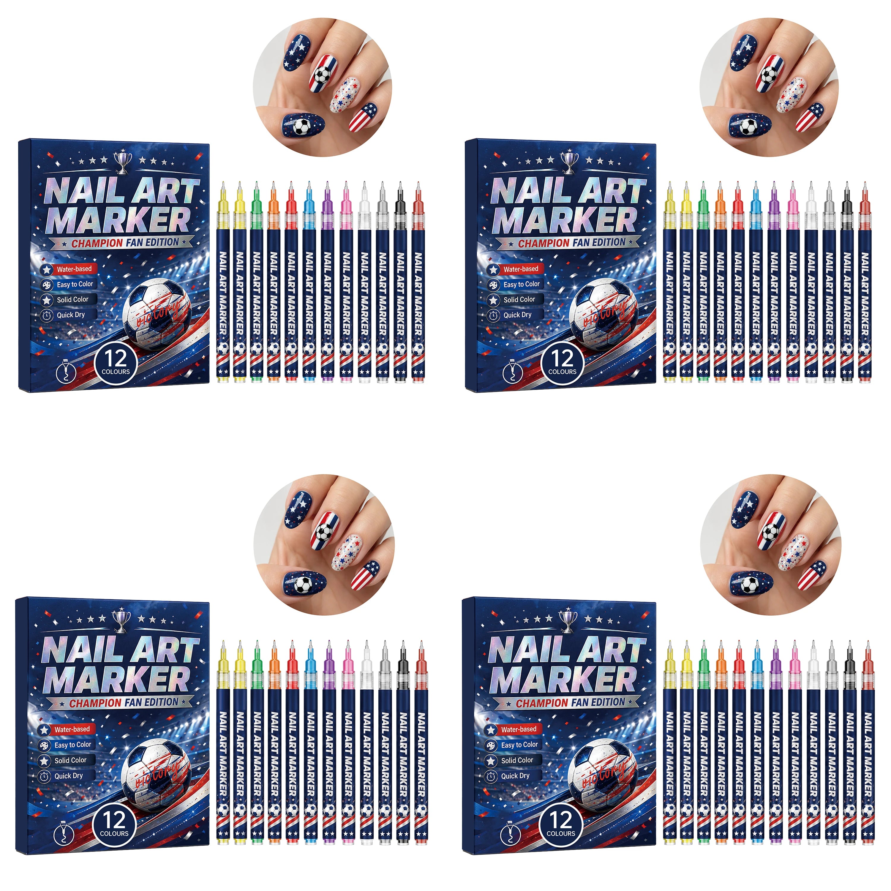 Fan Edition Nail Art Markers Waterproof Solid Color Fine Tip Nail Polish Drawing Pen DIY Sports Pattern Nail Design Man icure Su Oasis Select 4NailArtPen