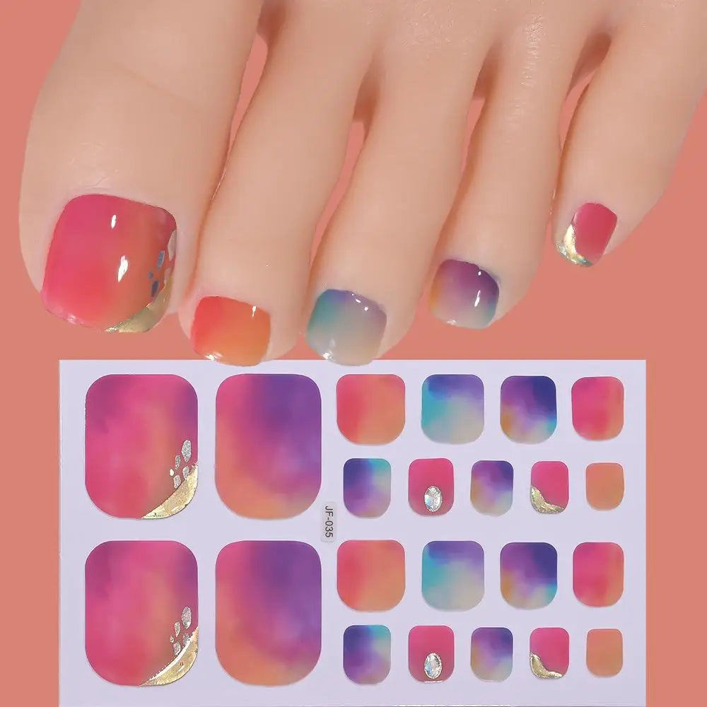 Glitter Toenail Stickers – 22 Tips Full Wrap Nail Decals Nail Art Stickers Oasis Select E