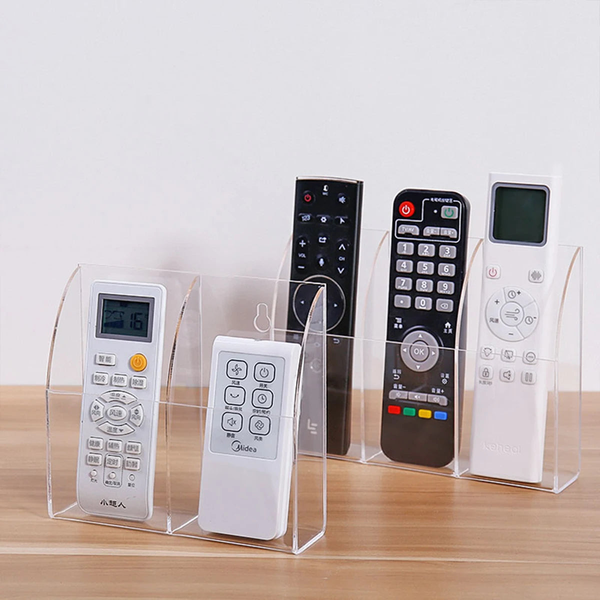 1pc acrylic multi grid remote control storage box wall mounted TV air conditioning remote control desktop organizer Oasis Select