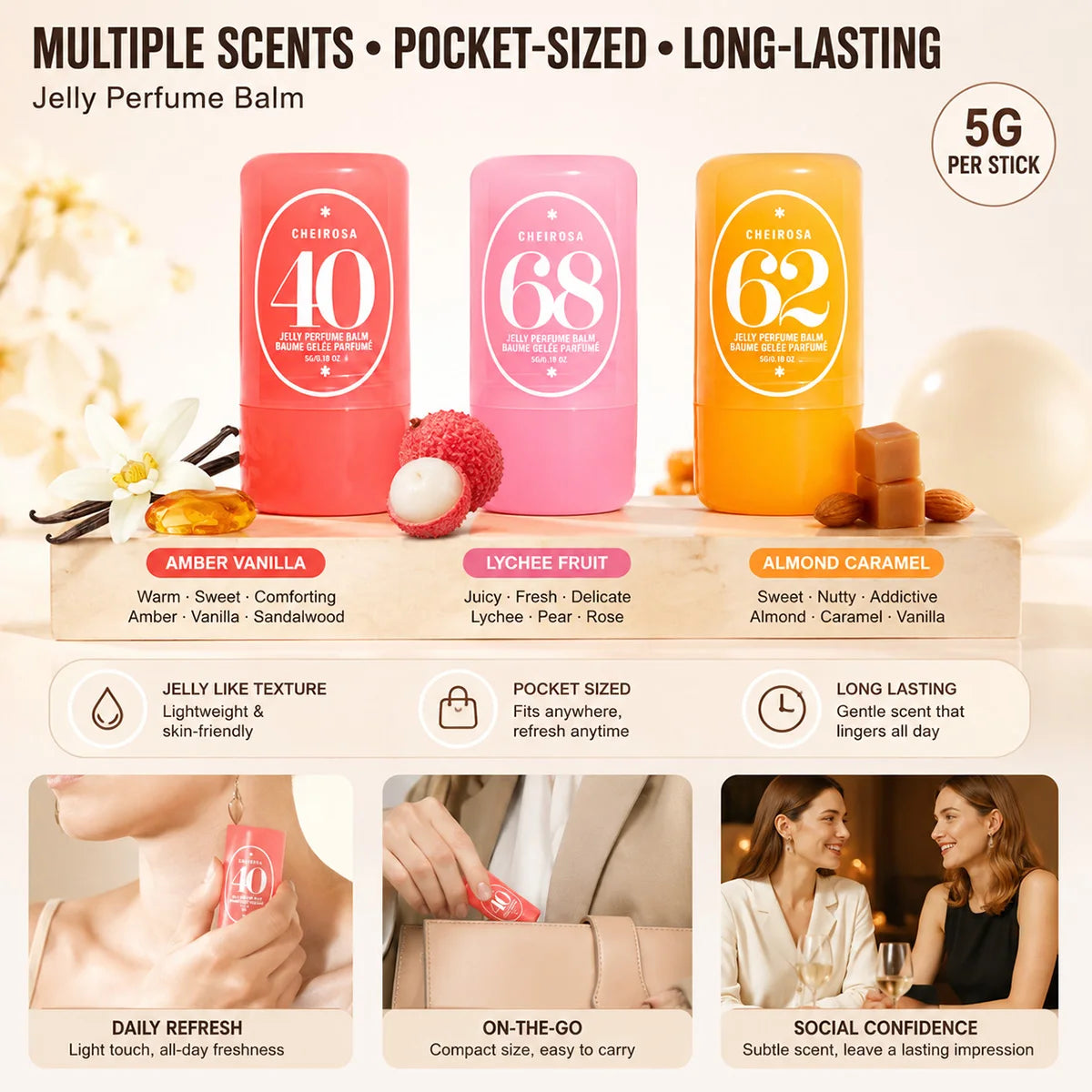 Jelly Solid Perfume Balm | Fruity Scents, Travel Size
