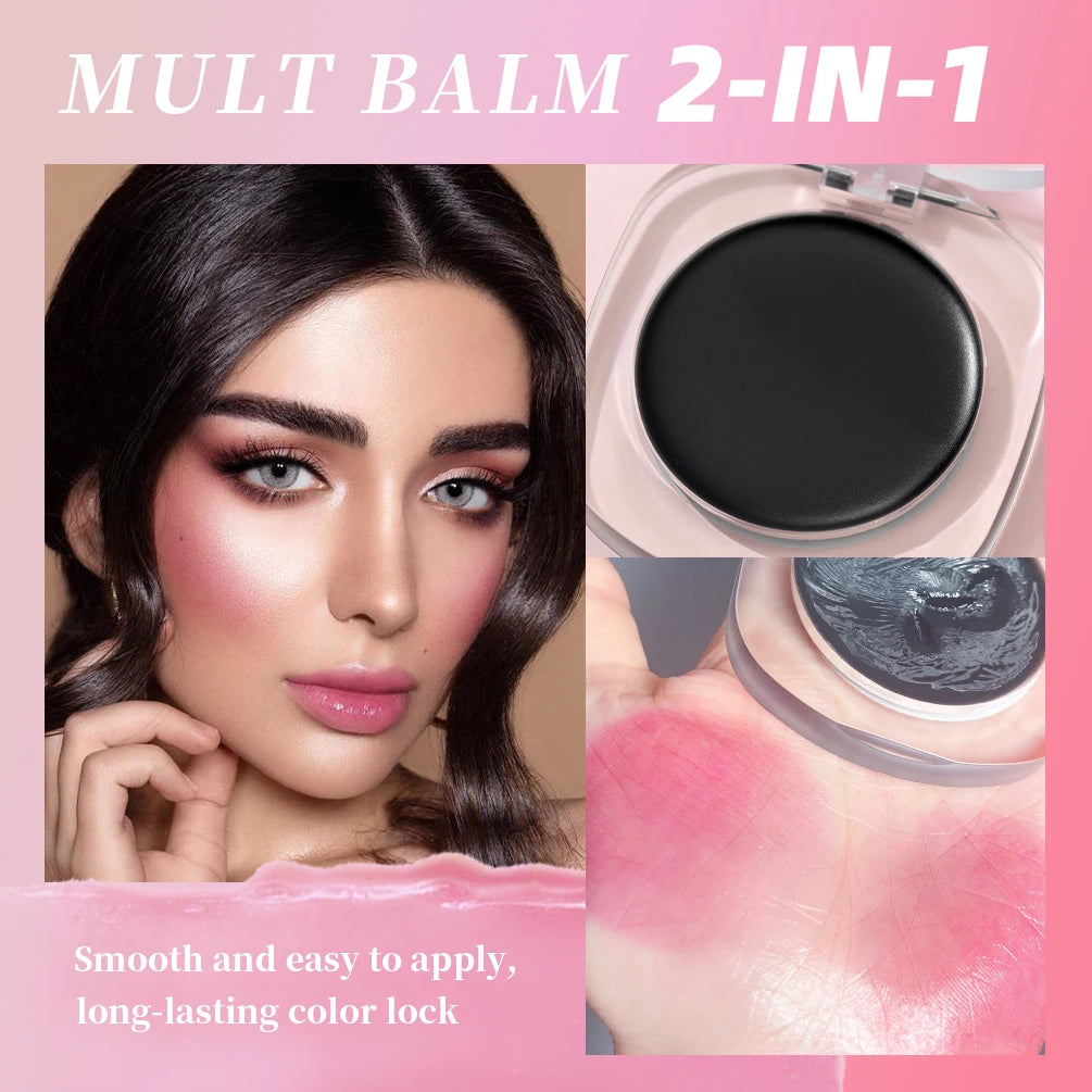 QIBEST 2-in-1 Color-Changing Lip & Cheek Balm | Black to Pink