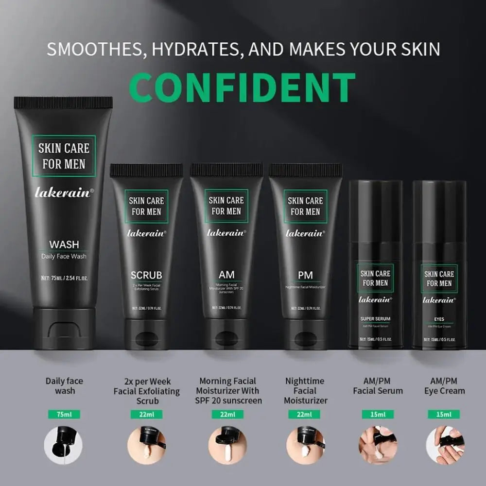 LAIKOU Men's Skincare Kit – Face Wash, Serum, Eye Cream & SPF