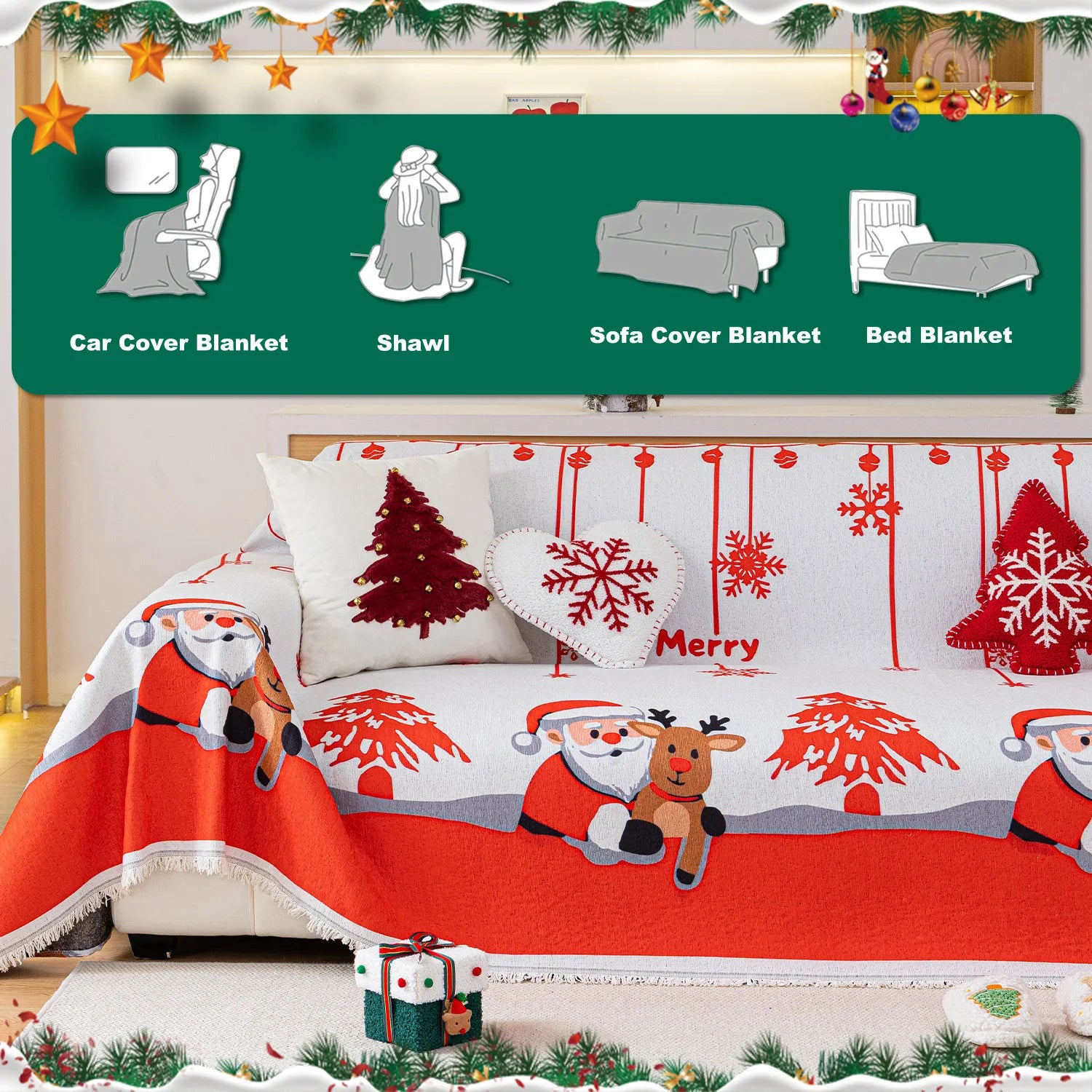 2025 New One-piece Christmas-themed Sofa Cover Blanket for The Living Room Sofa Covers Couch Covers for Sofas Oasis Select