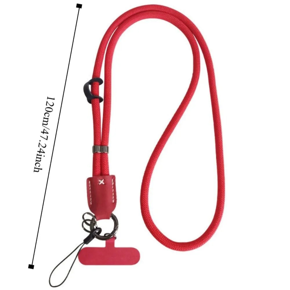 New Nylon Diagonal Mobile Phone Rope Pu Leather Head Braided Long Anti-drop Mobile Phone Rope Clip Mobile Phone Case Rope Oasis Select