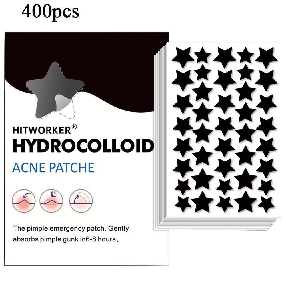 200/400 Counts Black Stars Shaped Hydrocolloid Acne Pimple Patches For Covering Zits Blemishes Spots, Pimple Popper Stickers Kit Oasis Select 400pcs