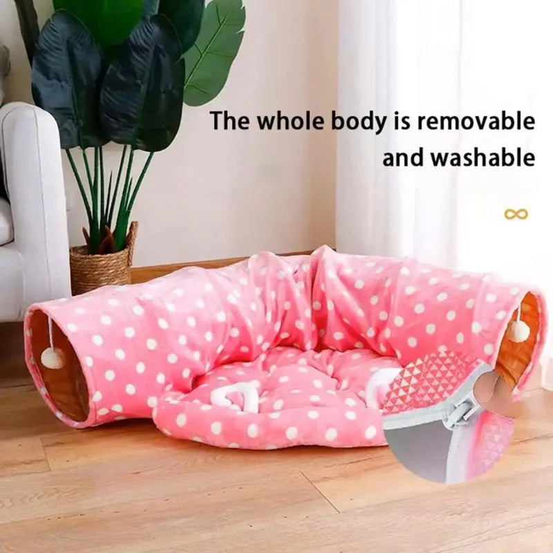 Pet Cat Tunnel Toys 2 In1 Collapsible Cat Nest Kitten Bed Tunnels Interactive Play Toy Indoor Tent for Cat Exercising Products Oasis Select
