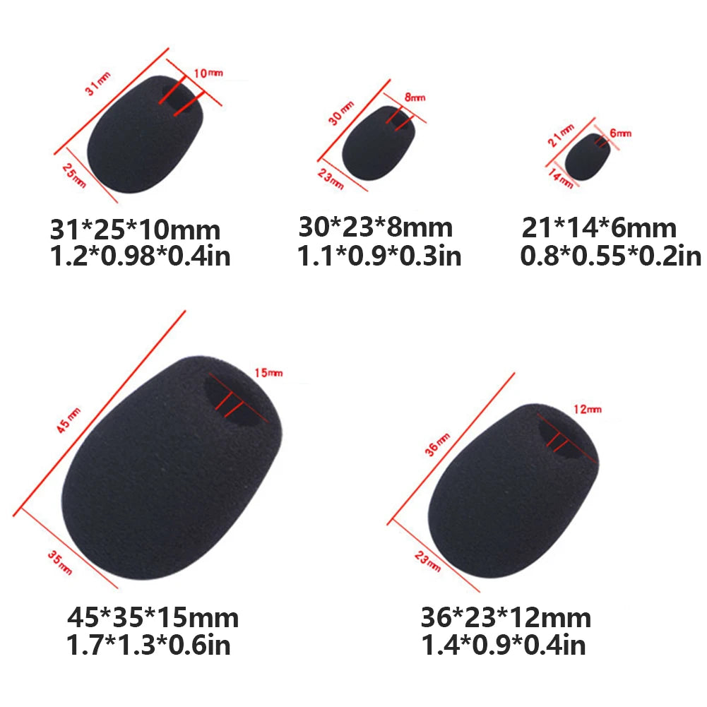 10-Pack Foam Mic Windscreen Covers for Headset & Meeting Mics