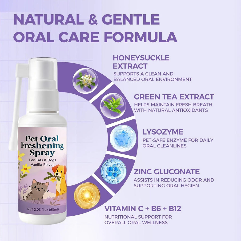 Pet Oral Freshening Spray – Vanilla Dog & Cat Breath Freshener