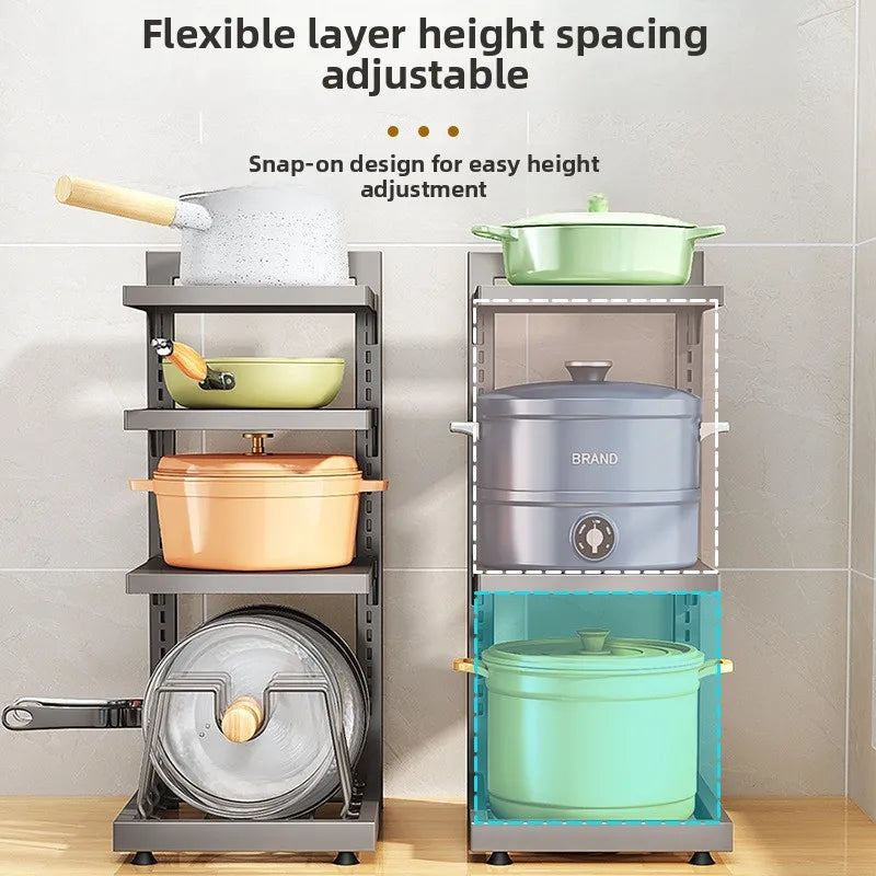 pot storage rack, cabinet countertop, layered vegetable preparation, pot lid rack, adjustable household multi-layer kitchen Oasis Select