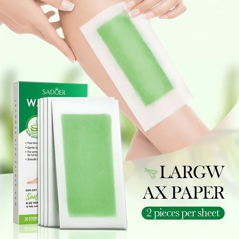 10 PCS /20 Sides Aloe Wax Strips Papers Body Hair Removal Depilatory Calf Underarm Arm Hair Removal Wax Oasis Select