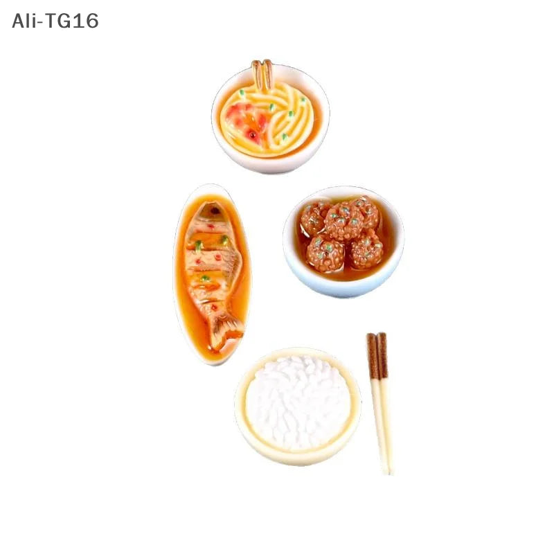 1/12 Dollhouse Miniature Chinese Dishes Food Models Dollhouse Kitchen Decoration DIY Dolls House Dining Room Ornaments Oasis Select